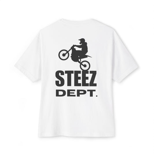 "WHEELIE STEEZ" White Boxy T-Shirt