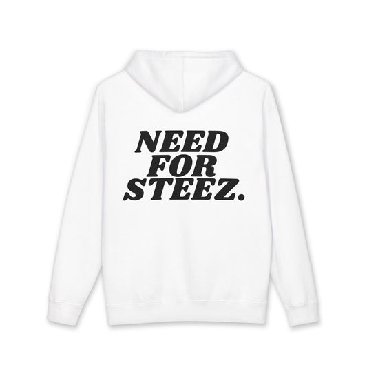 "NEED FOR STEEZ" White Heavyweight Hoodie